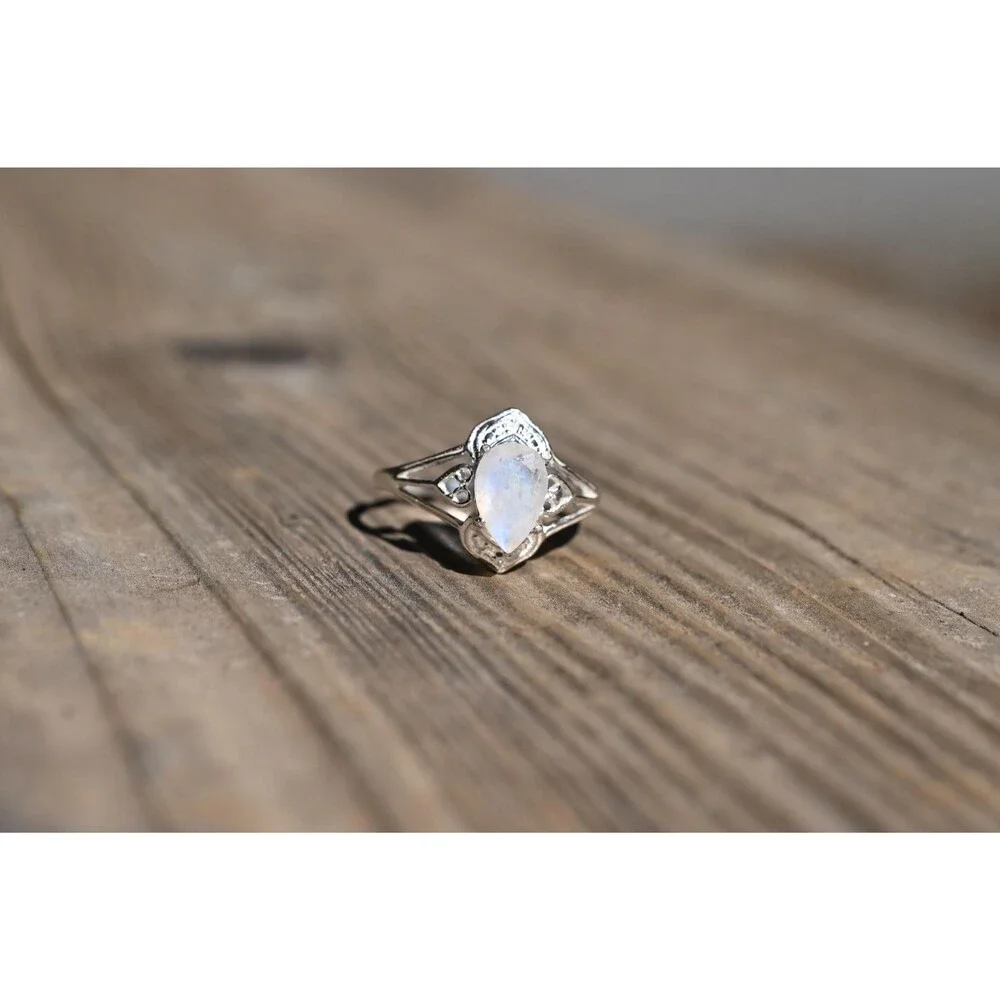 Engagement ring Moonstone sterling silver ring American made